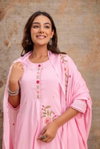 Naisha K 155 Mulmul Embroidered Kurti Bottom With Dupatta Suppliers In India